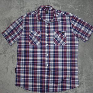 Enyce Casual Button Down Plaid Shirt Men's XXL Blue Red White